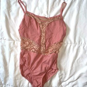 Mesh lace pink leotard